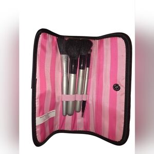 Brand New Without Tags Victoria Secret Pink Striped Makeup Brush Set Of 4